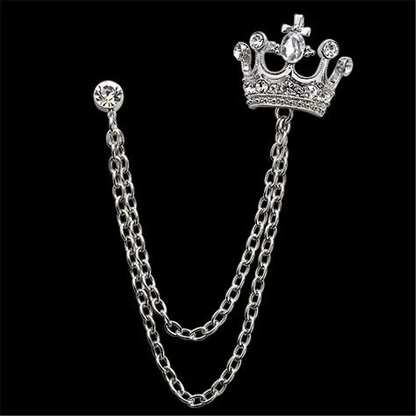 Vintage mens lapel collar pin rhinestone broach scarf clip men suit