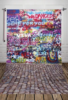

5x7ft( 1.5x2.2m) Street graffiti print indoor studio children rock still photography backdrops backgrounds D-1965