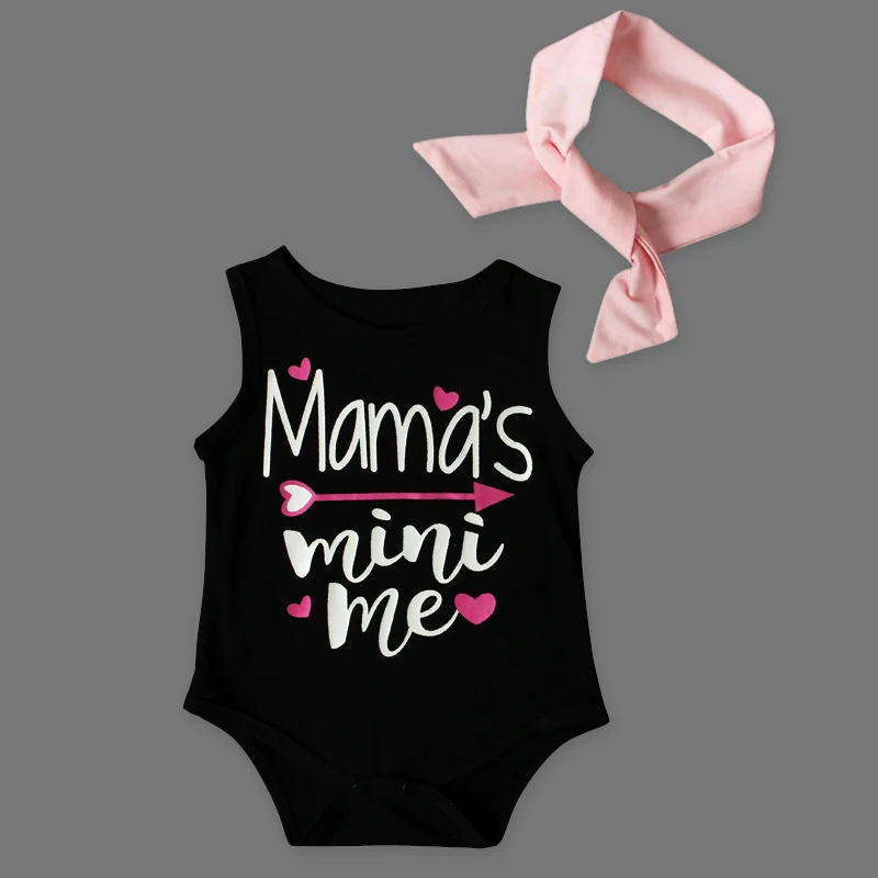 

2017 New Arrived Baby Girls Clothing Sets Newborn Infant Baby Girls Letter Romper + Headband 2pcs Outfit Set