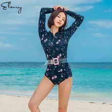 Сексуальный один предмет женский купальник цветочный принт с длинными рукавами костюмы для серфинга Mujer спортивный бюстгальтер Женские Боди купальный костюм