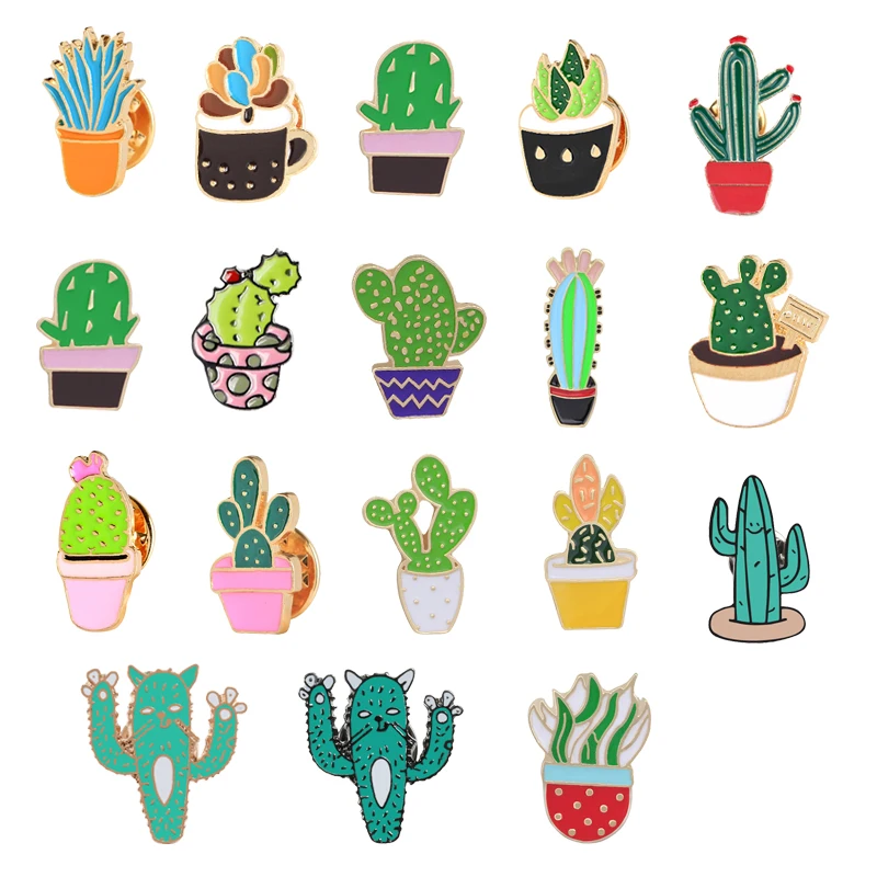 

Kpop Broche Cartoon Plant Brooch Cute Mini Cactus Potted Prickly Pear Enamel Pins Jackets Lapel Pin Bag Icon Badge Women Jewelry