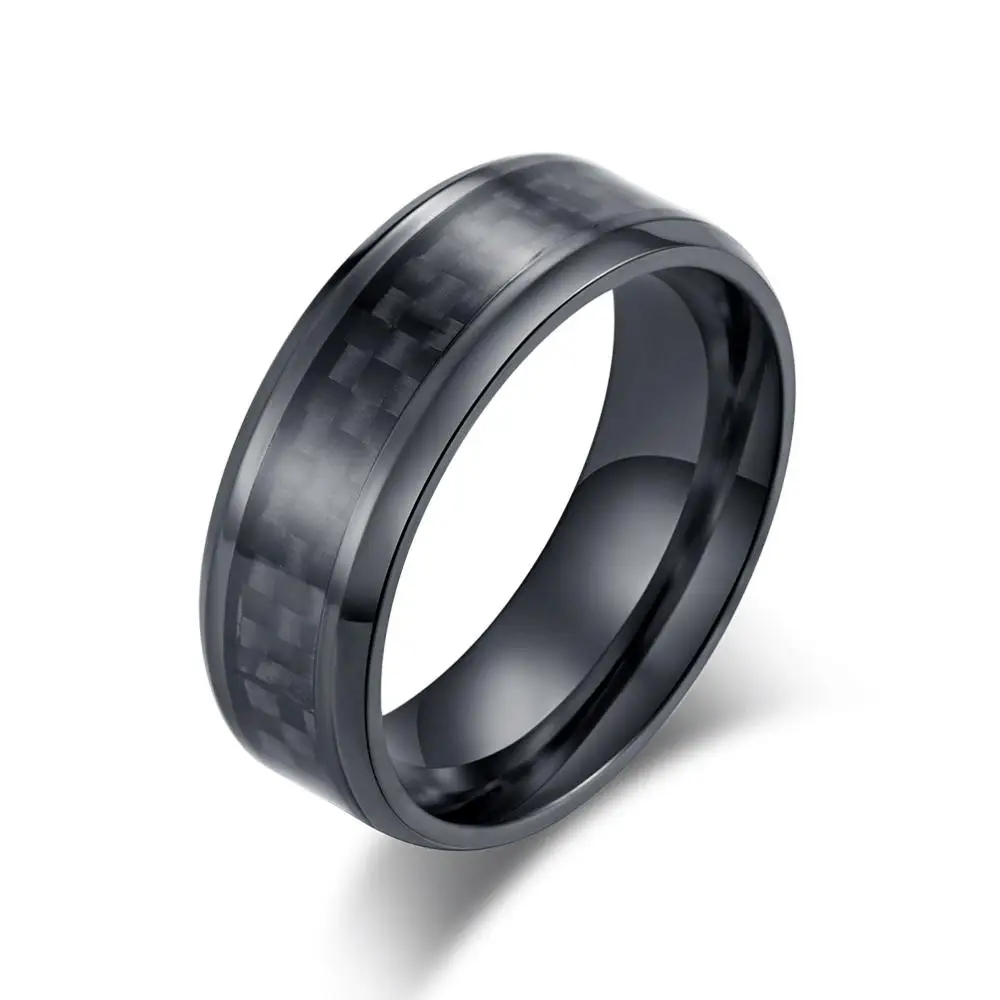 Высококачественное модное мужское кольцо из нержавеющей стали и углеродного волокна, мужское кольцо для пары, черное серебряное мужское Ювелирное кольцо для мужчин - Main Stone Color: 0000084