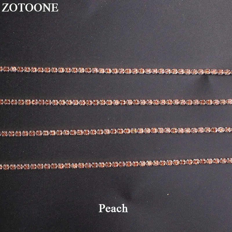ZOTOONE Серебряная основа коготь персиковые Стразы цепочка для стаканов SS10 1 ярд