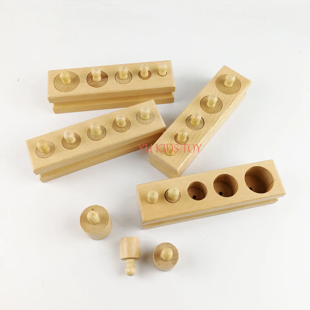 Montessori Materials Montessori Toys Educational Games Cylinder Socket Blocks Wooden Math Toys For Children 1 2 3 Years Old Z30