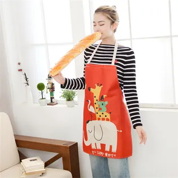 

56x68cm Women Cartoon Animal Kitchen Apron Elephant Penguin Lion Pattern Chef Apron For Adult Cooking Baking BBQ Party