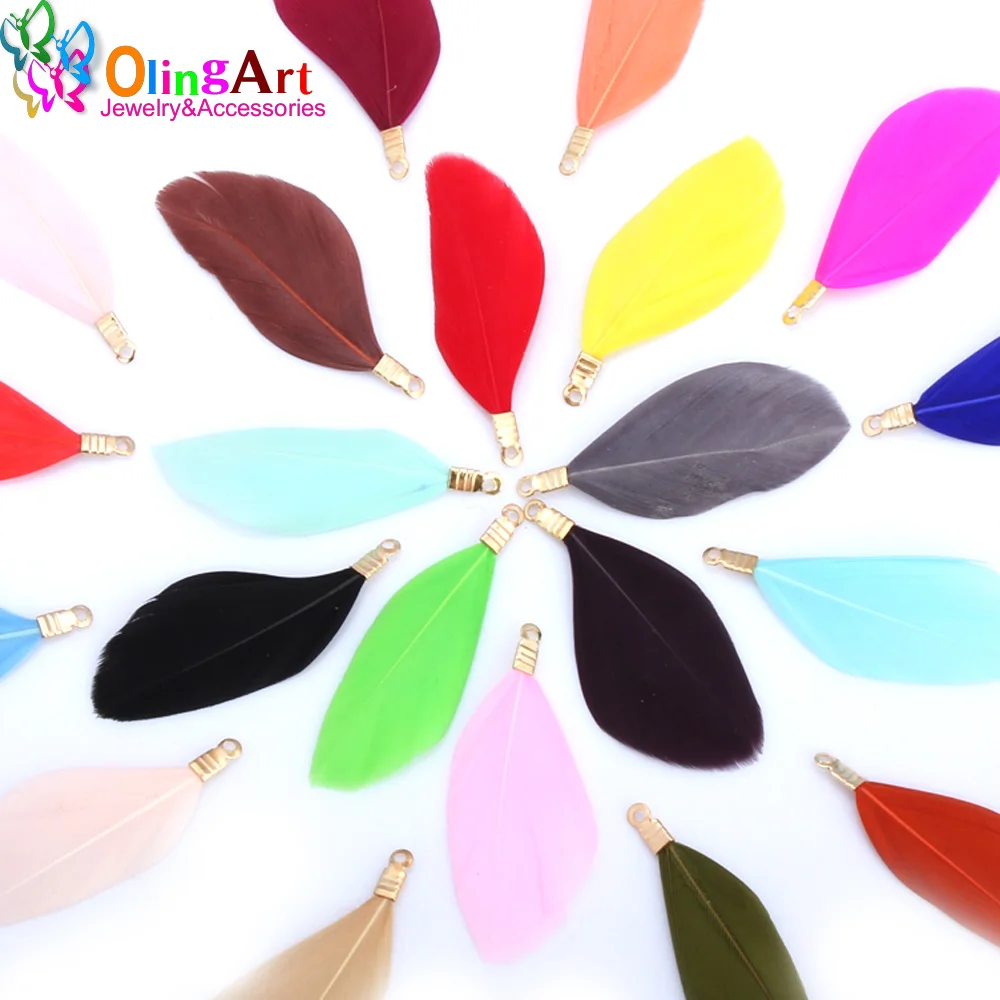 Metal Jewelry Making Straps Pendants Natural Feathers Necklaces