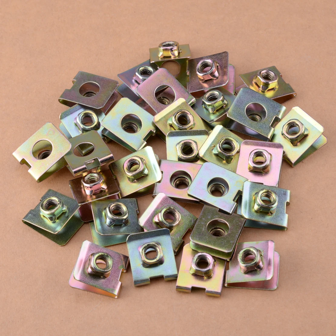 DWCX 30pcs 6mm M6 U Type Hole Spring Metal Plate Rivet Clips Speed Nuts