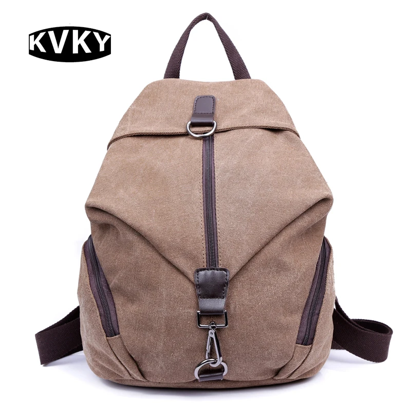 

KVKY Women Backpack For Teenagers Girls Laptop Waterproof Casual Canvas Men Korean Zipper Luxury Designer Male Vintage 802#