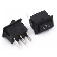 Mini interrupteur à bascule à 3 broches 3A 250V, 10x15mm, bouton noir ON/OFF, AC 10x15
