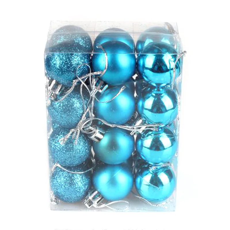 24Pcs/Lot Christmas Tree Ball Baubles Xmas Party Wedding Hanging Ornament Christmas Decoration Supplies 10 Colors - Цвет: Lake Blue