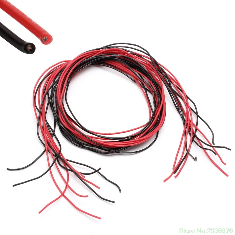 24AWG Калибр силиконовый гибкий провод многожильный V# медные кабели 5 м для RC черный красный Прямая поставка поддержка