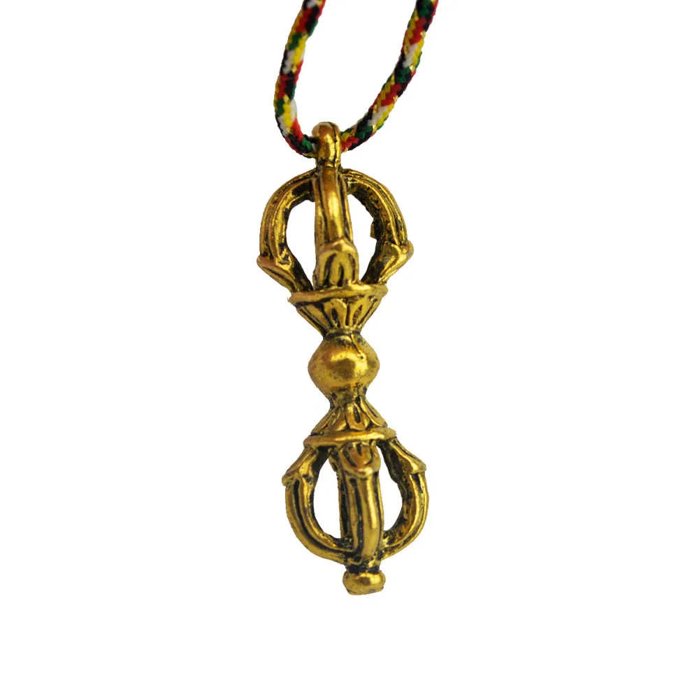 Ручная работа Vajra Clipon Charm Dorje Йога Тибетский кулон ожерелье + 5 элементов веревка