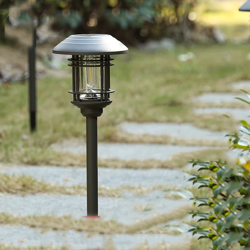 stainless steel Glass Lampshape Super Bright Solar panel LED Light Landscape Garden Lawn Solar Lamps Outdoor Grounding Sun Light