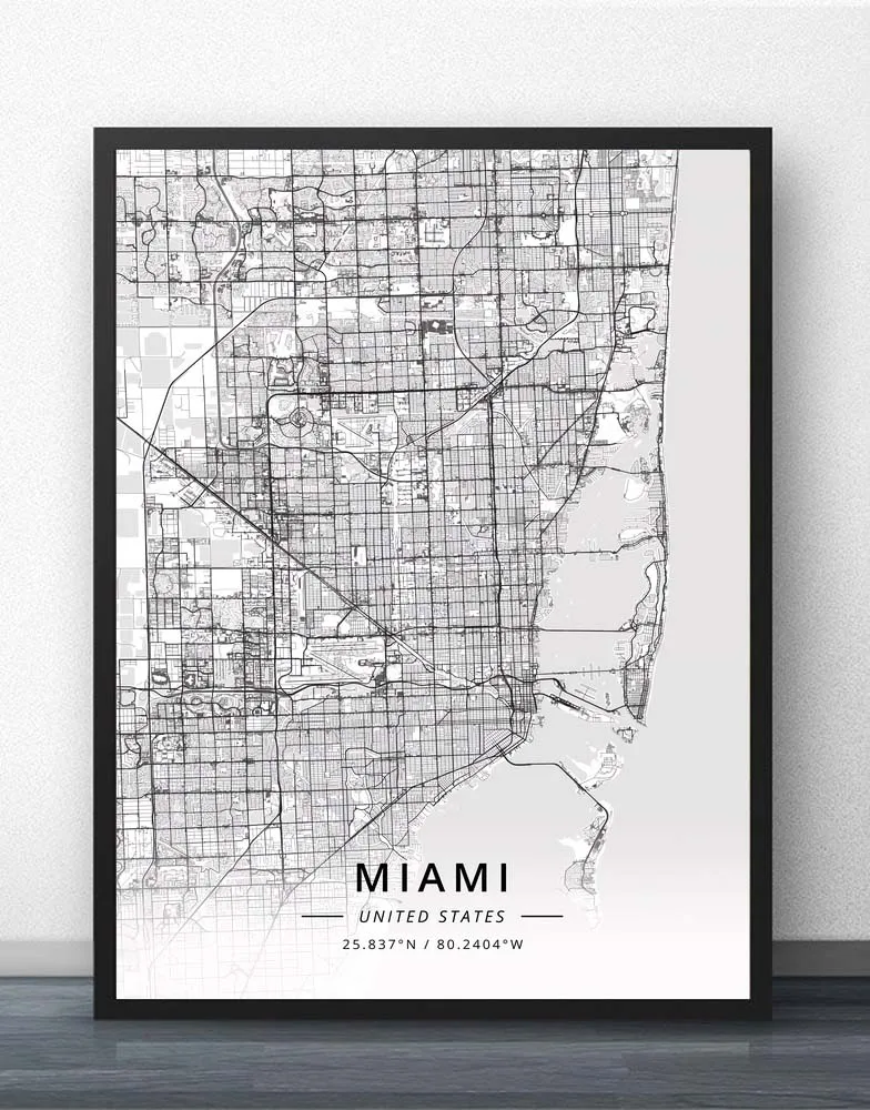

Miami Orlando Tampa FL Florida USA United States of America Map Poster