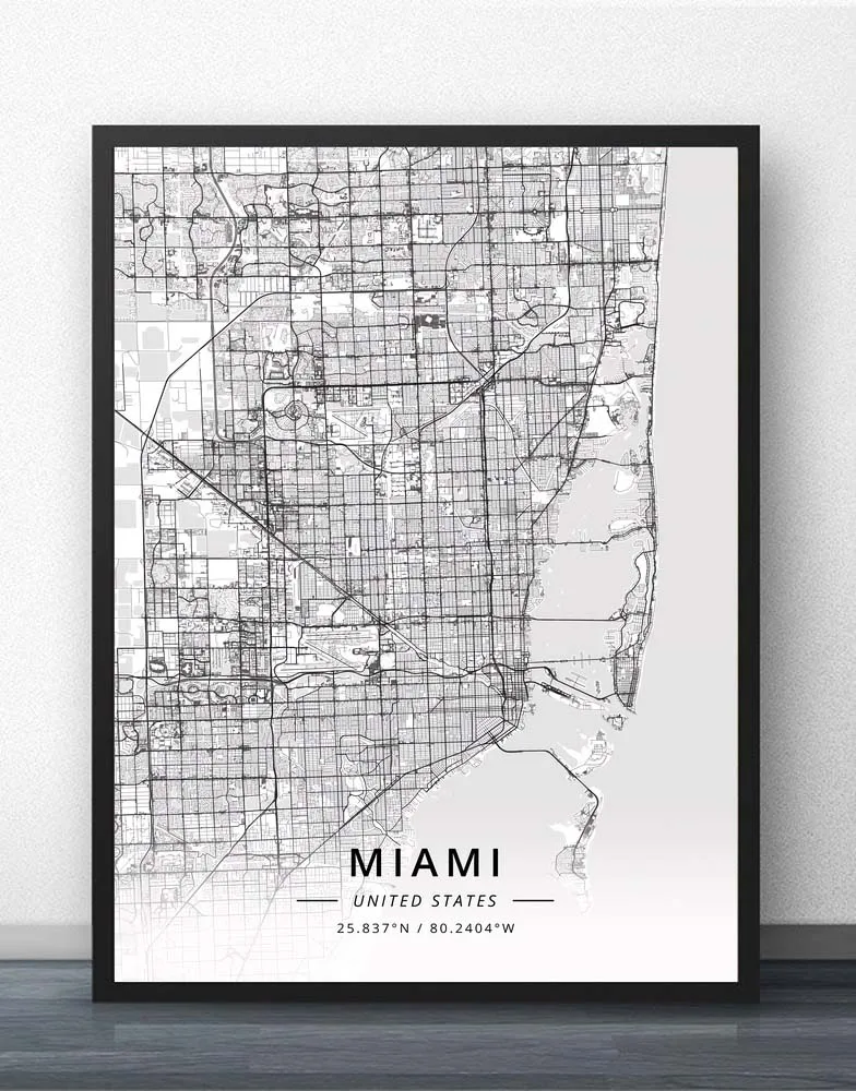 Miami Orlando Tampa Fl Floryda Usa Stany Zjednoczone Ameryki Mapa Plakat Painting Calligraphy Aliexpress