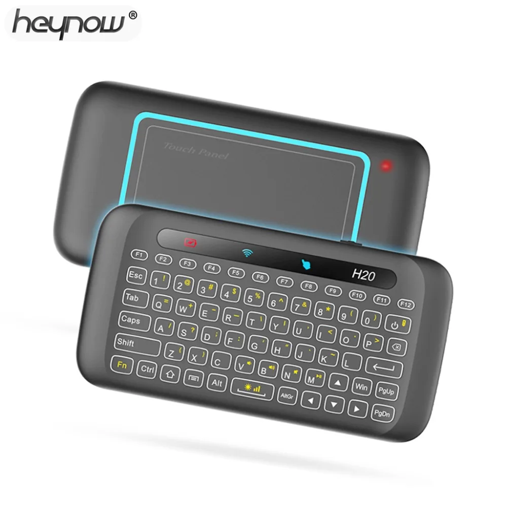 

HEYNOW H20 Mini Wireless Remote Control Air Mouse 2.4G TouchPad Keyboard Backlit Breathing light IR Learning for TV BOX MAC WIN