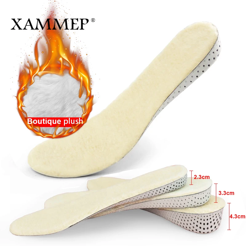 

Increase Insole Warm Shoes Pad Inserts Thick Plush For Women and Men Shoes Brand Winter Boots Insoles Free Cut Xammep