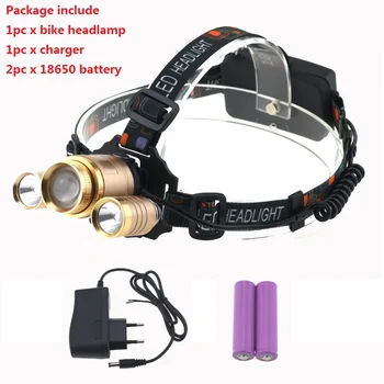

Rechargeable 5000 Lumen led headlamp 18650 Battery Zoomable Headlight CREE XML T6 + 2*XPE Led Bike Light for fishing Bicycle