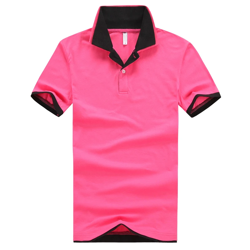 Мужские рубашки поло с коротким рукавом Новое поступление мужская брендовая рубашка-поло летняя повседневная Хлопковая мужская одежда Простой стиль однотонная C21 - Цвет: RED(Black Collar)