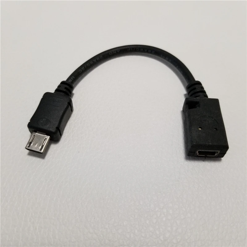 10 шт./лот Micro USB мужчина к Mini USB usb-адаптер для женщин данных компьютерный кабель черный 10 см