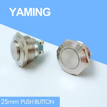 

1PC 25mm 2 screws Metal Stainless Steel Waterprrof Momentary Reset Doorebll Bell Horn Push Button Switch High Head/Flat Round