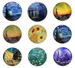 5pcs16mm20mm25mmVan Gogh картина Звездная ночь Винсента ручной работы фото стеклянный капельный стиль Кабошоны Ювелирные изделия Аксессуары