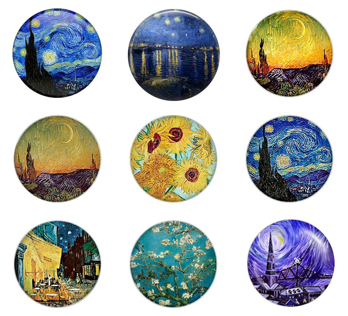5pcs16mm20mm25mmVan Gogh картина Звездная ночь от Винсента ручной работы фото стекло