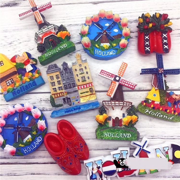 

Holland Series Windmill Tourism Figurine Landscape Refrigerator Magnetic Travel Souvenir Home Decor Netherlands Holiday Gift