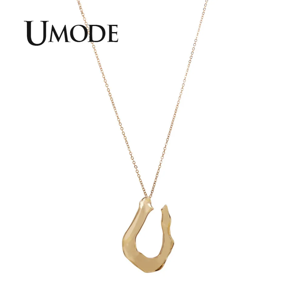 

UMODE New 2018 Long Link Chain Pendant Necklaces for Women Fashion Unique Irregular Design Pendant Girls' Jewelry Bijoux AUN0295