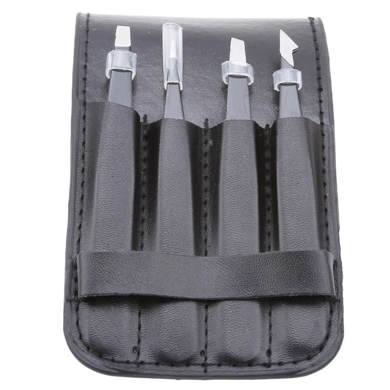 

4PCS/Set Eyebrow Tweezers Stainless Steel Point Tip/Slant Tip/Flat Tip Hair Removal Makeup Tool Kit with Bag pinzas