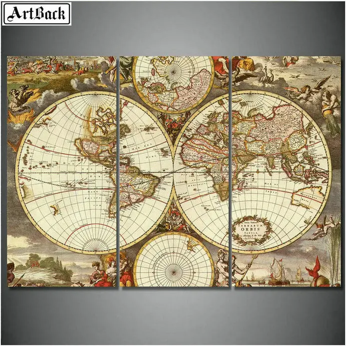 Triptych map icon 5d diamond painting full square drill embroidery living room decoration craft | Дом и сад