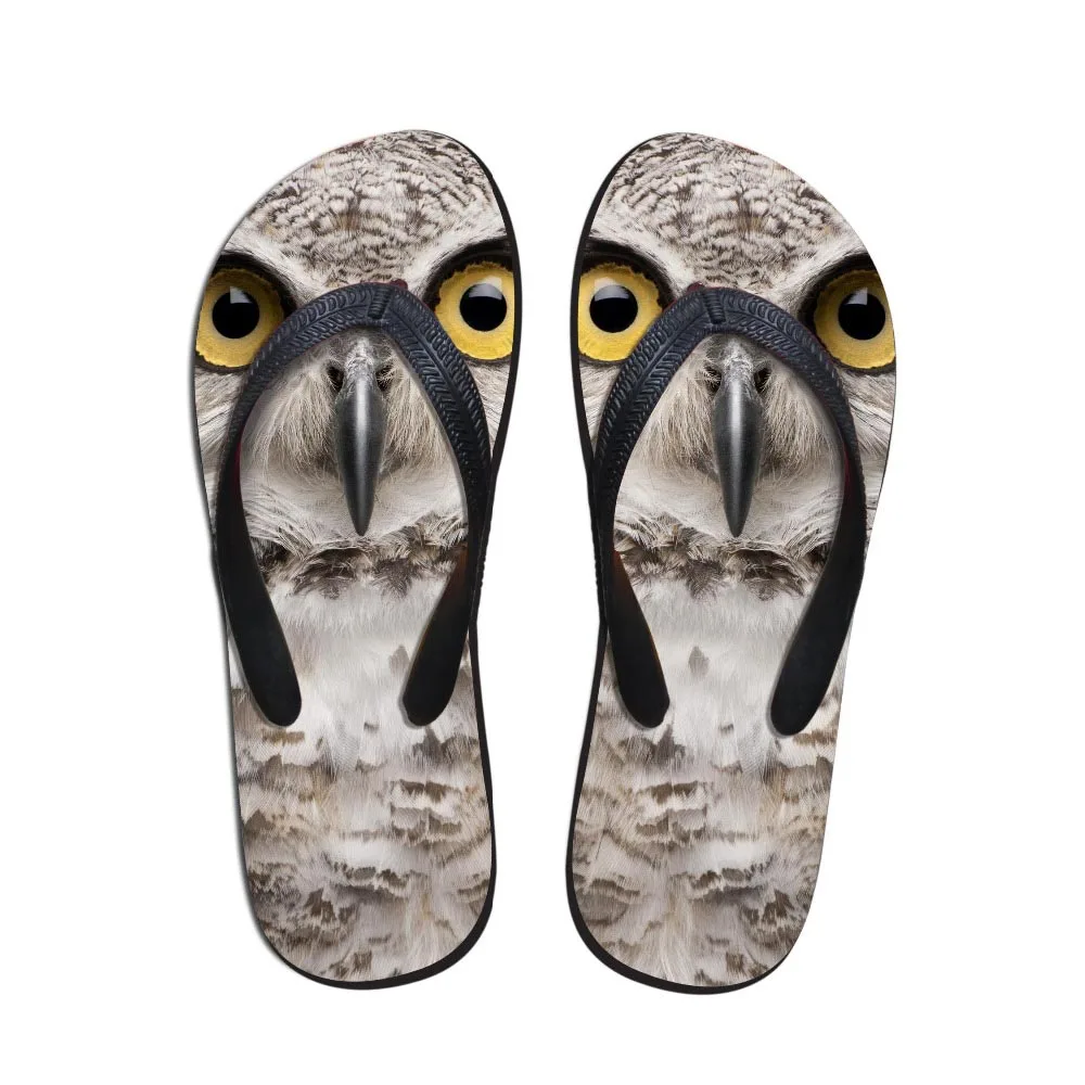 

NOISYDESIGNS Cool 3D Animal Owl Prints Men Flip Flops Summer House Slippers Man Male Non-slip Beach Sandals Rubber flat Shoe