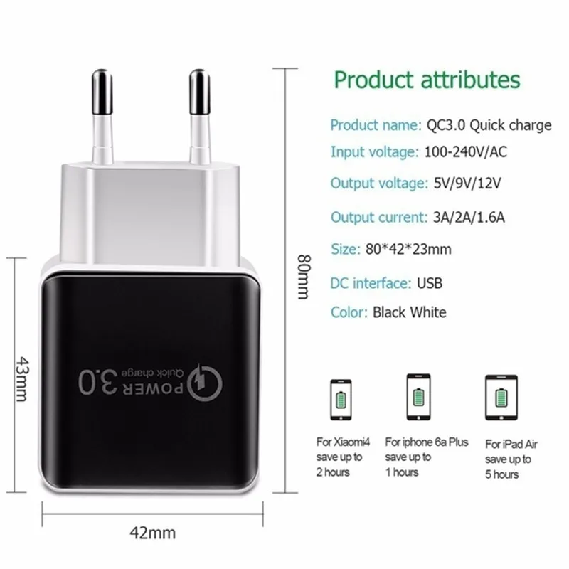 Быстрая зарядка 3 0 5 в А для iphone зарядное устройство EU вилка USB быстрая X 7 8 PLUS 6S 6 XR 4S