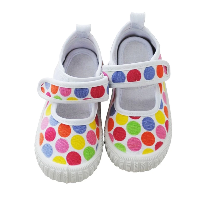 

Spring Autumn Children's Canvas Shoes Baby Boys Girls Dot Colorful Hooks Shoes Kids Breathable Student Shoes
