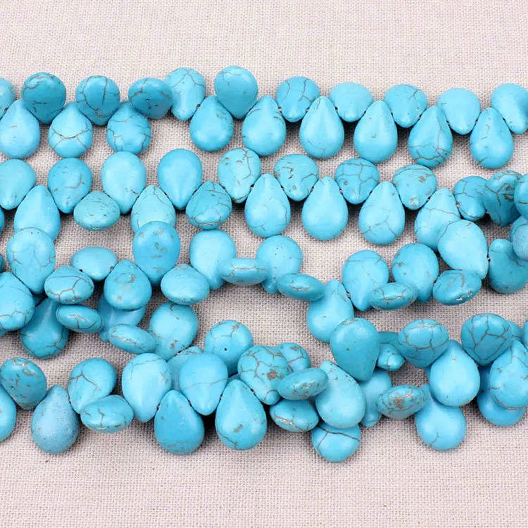 

60pcs/Strand 9.5*13mm Flat Blue Howlite Striated Natural Stone Beads Jewelry Findings For DIY Jewelry Making Accessories