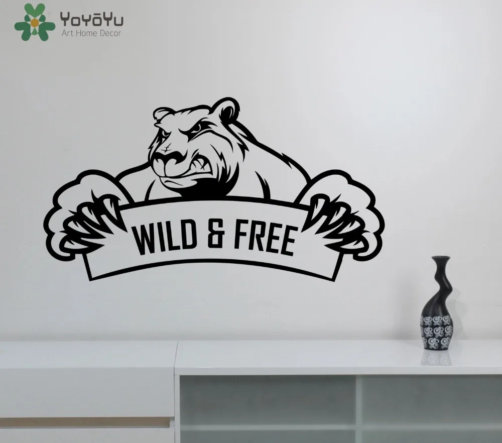

Animal Bear Wall Decal Quotes Wild And Free Vinyl Wall Stickers Removable Housewares Kids Rooms Home Decor Modern Design SY422