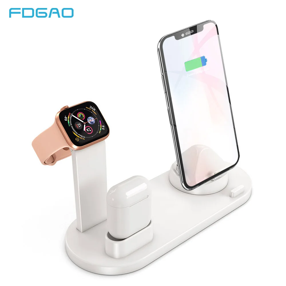 Online 3 en 1 base de carga para iPhone 11 XR XS Max 8 7 Plus Apple Watch cargador airpods soporte de montaje estación de carga USB tipo C