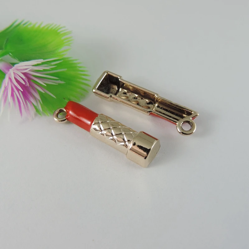 

10pcs/pack Gold Red Floating charms Women Lipstick Charm for floating Pendant Charms Crafts Jewelry Findings Handmade Alloy New