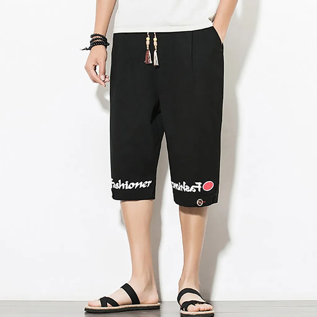Мужские шорты в повседневном стиле мужские летние повседневные штаны для пробежек и фитнеса с буквенным принтом льняные свободные штаны мужские шорты кэжуал