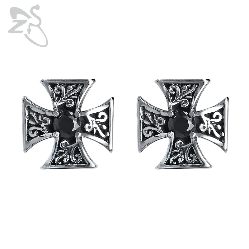 ZS серьги-гвоздики из нержавеющей стали крест ювелирные изделия для мужчин и женщин маленькие хип-хоп серьги в стиле панк ювелирные изделия Аксессуары для байкеров