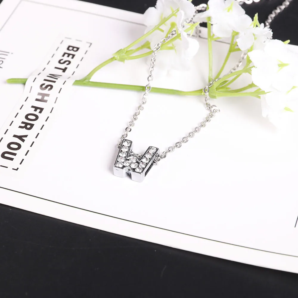 5 Pcs Fashion Silver Initial Charm Necklace Pendant Metal