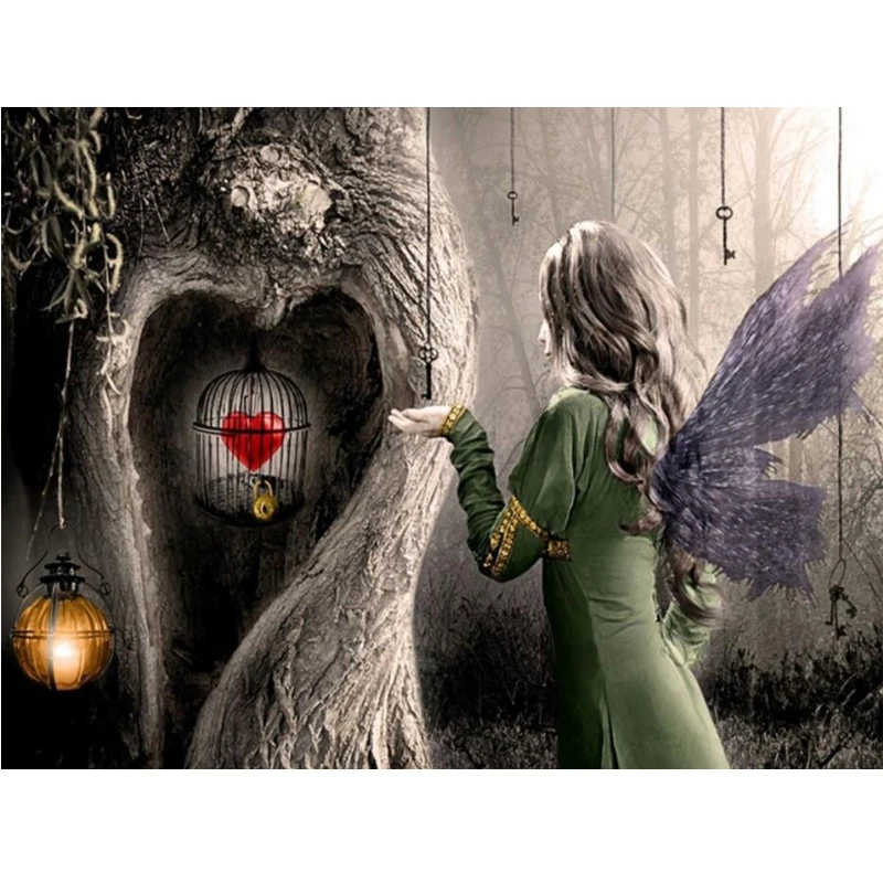 5D DIY Diamond Painting Cross Stitch Magic Fairy Tree Heart Needlework Full Square Embroidery Home Decoration C741 | Дом и сад
