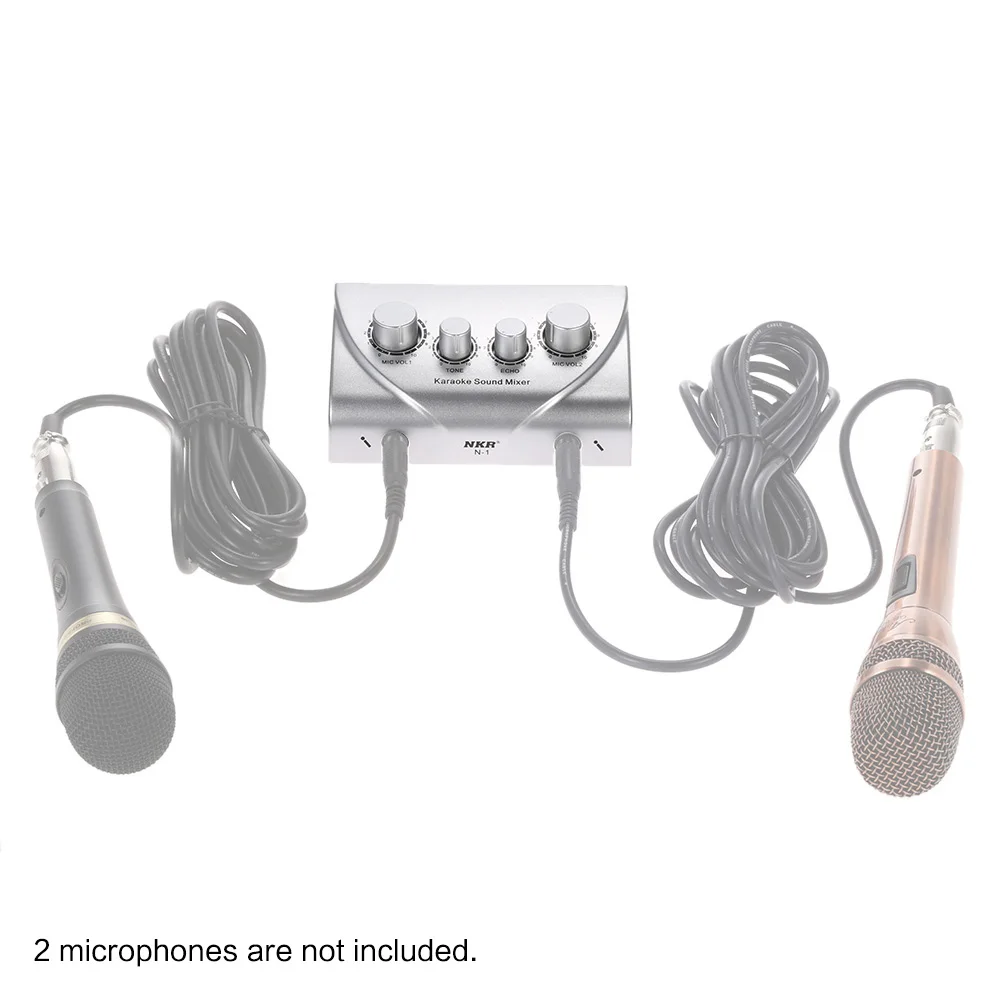 usb microphone Portable Karaoke Sound Audio Stereo Echo Mixer Dual Microphone Inputs w/ RCA Cable Power Adapter for TV PC Smartphone Amplifier gaming mic