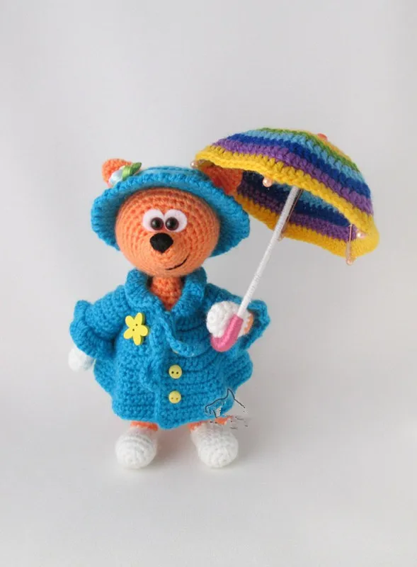 Крючком игрушки amigurumi ручной работы Медведь кукла-погремушка Номер модели ES0121