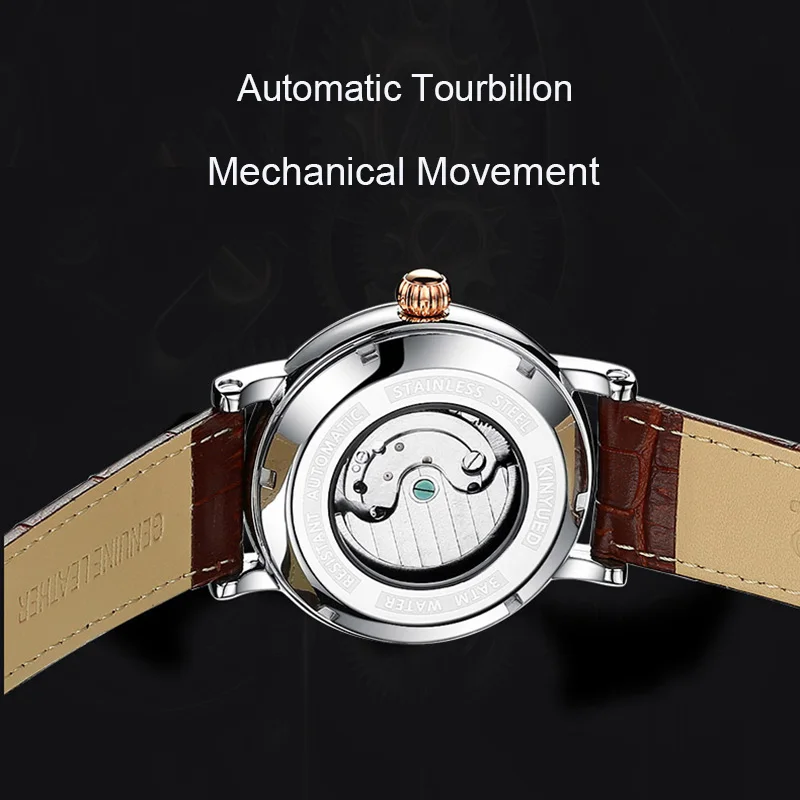 003KINYUED Top Brand Luxury Mechanical Watches for Men Moon Phase Automatic Watch Tourbillon Skeleton Sports Clock Steampunk Watchs (10)