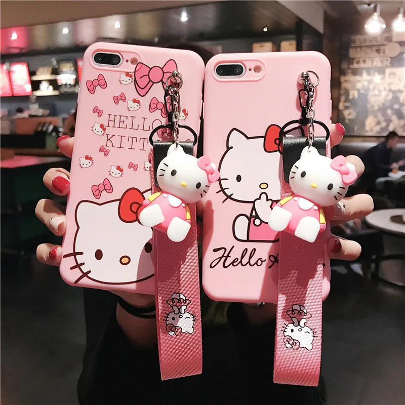 

Mobile phone soft case for iPhone11 X XS XR XSMax 8 7 6 6S PluS creative lanyard silicone cartoon drop protection cover