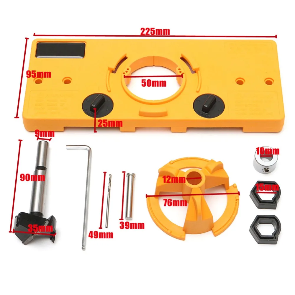 

NEW 35mm Hinge Drilling Jig + 35mm Bit Set Guide Hole Puncher Hole Locator DIY Woodworking Tool