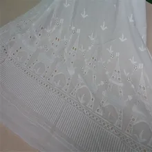 Хлопковая ткань цвета слоновой кости с Эйфелевой башней, вышитая полосатая вуаль с ушками, ткань для шитья и шитья