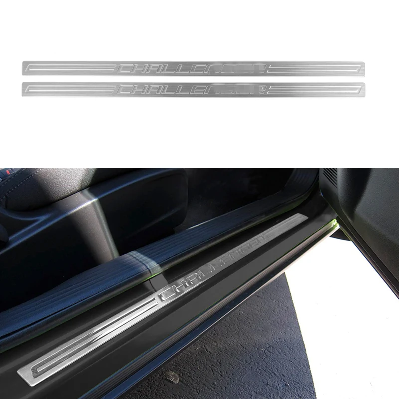

Car Door Sill Scuff Plate Protective Welcome Pedal set for Dodge Challenger 2009+ Stainless Steel Stickers Trim Accessories 2Pcs