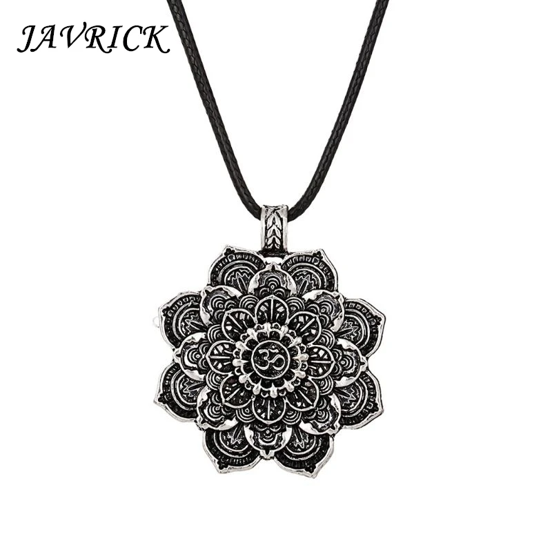 

JAVRICK Om Lotus Mandala Pendant Necklace Tibetan Buddhist Protection Meditation Jewelry